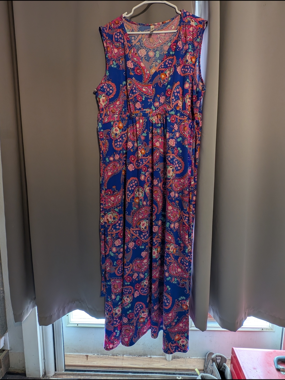 24seven Paisley Print Sleeveless Dress - Blue & Pink